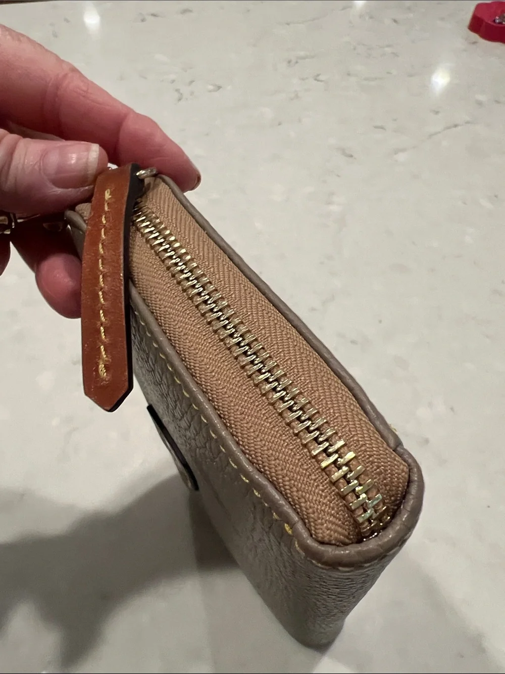 Dooney & Bourke Large Pebble Grain Wristlet Taupe